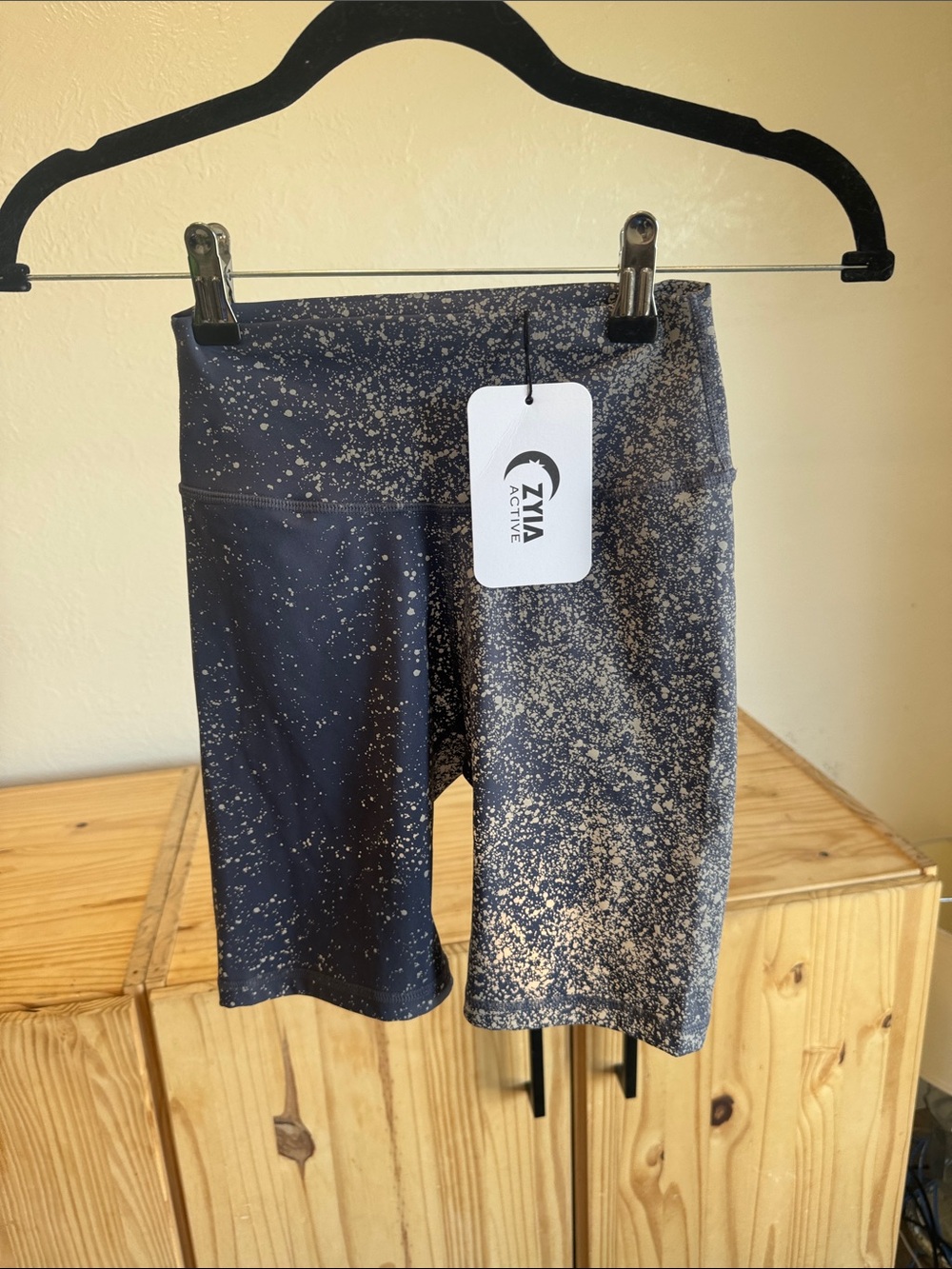 ZYIA Active Black with Gold Speckle Athletic Bike Shorts
